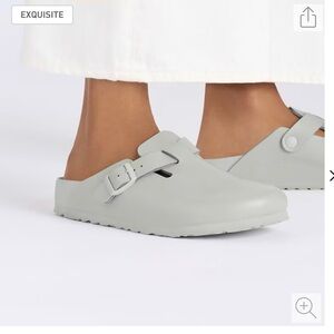 Birkenstocks Boston Natural Leather Mineral Gray Slip-On Shoes 39